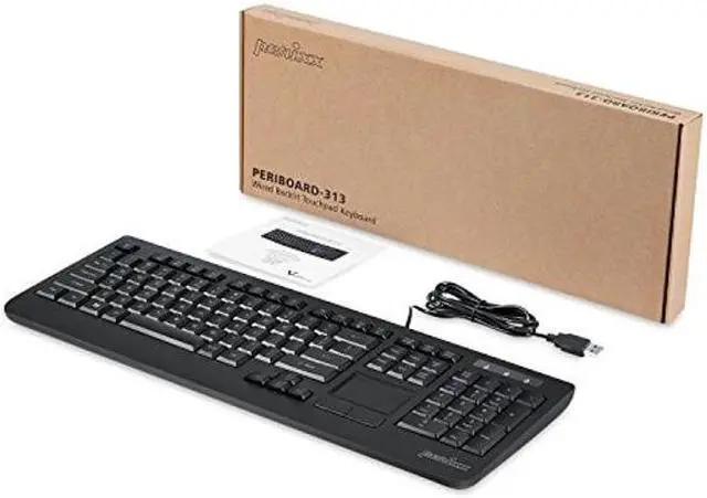 Alt view image 5 of 5 - Perixx Periboard-313 Wired USB Backlit Keyboard with Touchpad, Full Size Layout, 3 Level LED Backlit Design, Black, US English Layout (11445)