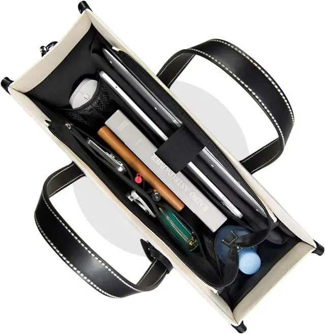 Alt view image 4 of 5 - TOPDesign Initial Laptop Tote Bag for Women, Stylish Canvas Bag for 15.6 Inch Computer, Personalized Monogrammed Work Purse, Casual Business Briefcase, Office Handbag, Perfect Gifts for Her Birthday