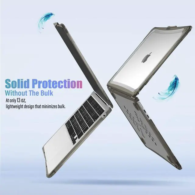 Alt view image 5 of 5 - IBENZER Heavy Duty Case for 2025 2024 2023 MacBook Air 15 inch M4 A3241 M3 A3114 M2 A2941, Hexpact case with ScreenFilm &KeyboardCover, Protective Cover for Mac Air 15.3, Gray, HPE-AT15-GY+2