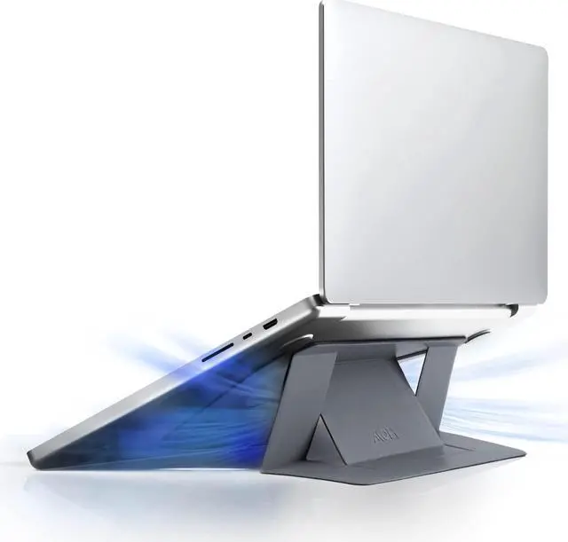 Main image of MOFT Laptop Stand for Desk, Adjustable Ergonomic Laptop Riser with 2 Viewing Angles, Foldable and Portable Adhesive Laptop Desk Stand, Compatible with MacBook Air, MacBook Pro 11.6"-16", Cool Gray