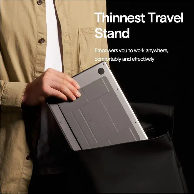 Alt view image 3 of 5 - MOFT Laptop Stand for Desk, Adjustable Ergonomic Laptop Riser with 2 Viewing Angles, Foldable and Portable Adhesive Laptop Desk Stand, Compatible with MacBook Air, MacBook Pro 11.6"-16", Cool Gray