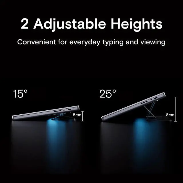 Alt view image 4 of 5 - MOFT Laptop Stand for Desk, Adjustable Ergonomic Laptop Riser with 2 Viewing Angles, Foldable and Portable Adhesive Laptop Desk Stand, Compatible with MacBook Air, MacBook Pro 11.6"-16", Cool Gray