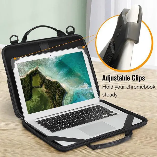 Alt view image 3 of 5 - FINTIE 13-14 Inch Chromebook Sleeve Case - Protective Briefcase Shoulder Bag with Accessory Pouch for Up to 14" MacBook Samsung Dell Acer ASUS Lenovo HP Laptop Notebook Ultrabook (Black)