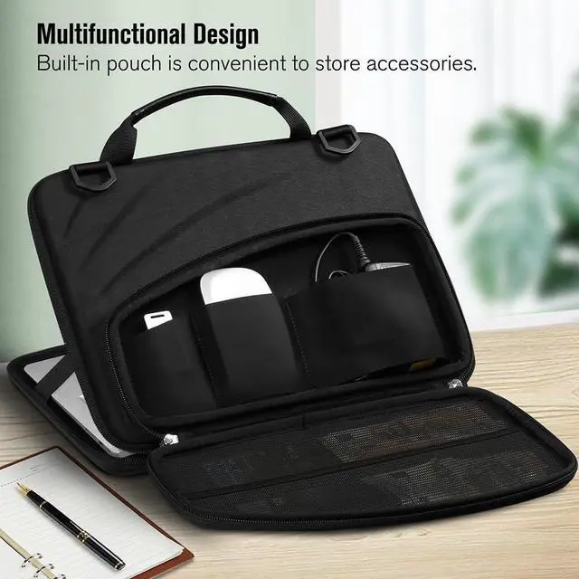 Alt view image 4 of 5 - FINTIE 13-14 Inch Chromebook Sleeve Case - Protective Briefcase Shoulder Bag with Accessory Pouch for Up to 14" MacBook Samsung Dell Acer ASUS Lenovo HP Laptop Notebook Ultrabook (Black)