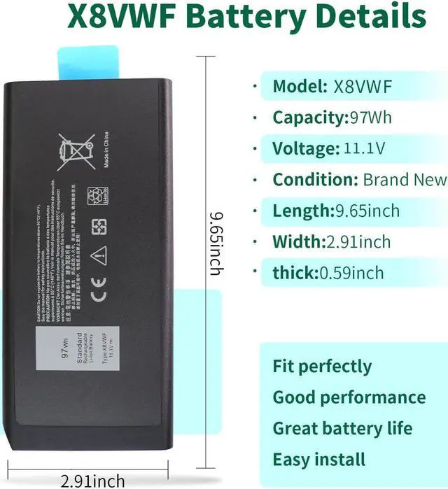 Alt view image 2 of 5 - DMKAOLLK 97Wh X8VWF Battery Replacement for Dell Latitude 14 Rugged Extreme 7404 7414 E7404, Latitude 14 Rugged 5404 5414 E5404 Series P45G P46G P45G001 P46G001 P46G002 Laptop 4XKN5 CJ2K1 DKNKD 11.1V