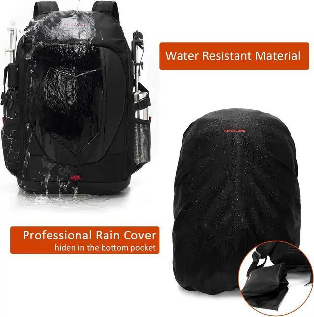 Alt view image 2 of 5 - KINGSLONG 17 Inch Laptop Backpack with Hardshell, Armored Backpack with USB Port and Lightweight Rain Cover for Motorcycle Outdoor Racing Waterproof Rucksack Black