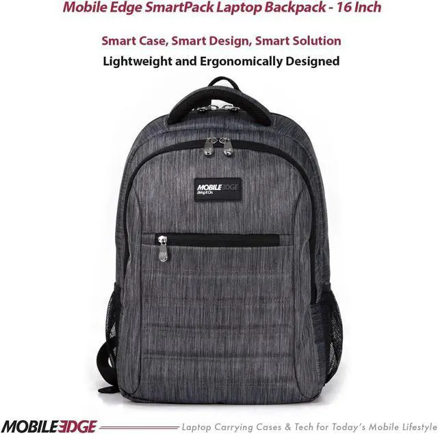 Alt view image 2 of 5 - Mobile Edge SmartPack Laptop Backpack for Men and Women, Compatible with Mac 16-17 Inch Laptops, Travel Computer Bag, Super Lightweight, Water-Resistant Exterior, Carbon