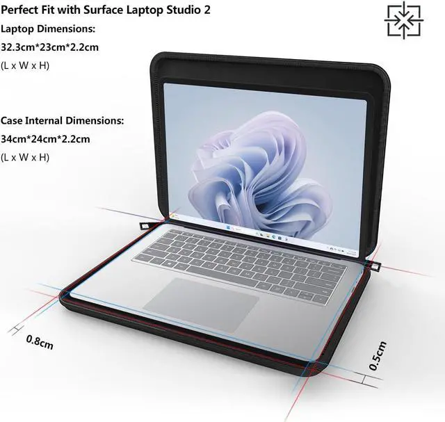Alt view image 4 of 5 - Smatree Hard Laptop Sleeve for 14.5 inch ASUS Zenbook Pro 14, for 14inch Surface Laptop Studio 2 Sleeve, Surface Laptop Studio 2 for Busniess Laptop, for ASUS Chromebook Plus CX34 (CX3402) Laptop Case