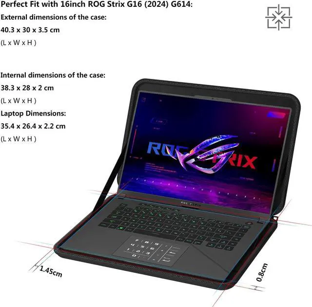 Alt view image 2 of 5 - Smatree 16 inch Hard Laptop Case for ASUS ROG Strix Scar 16 2025 G635/2024 G634, ASUS ROG Strix G16 2025/2024 G614, Samsung Galaxy Book5/4/3 Pro 360, Lenovo ThinkPad P16v, Lenovo Legion Pro 5i Gen 8