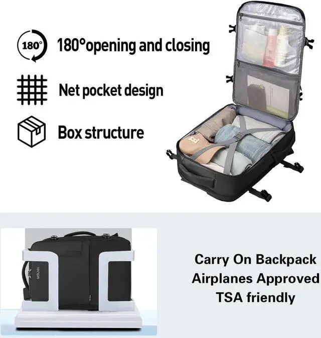 Alt view image 4 of 5 - MOLNIA Travel Backpack, 17.3 Inch Large Laptop Backpack Carry On Backpack Waterproof, as Personal Item Flight Approved College Backpack Convertible Backpack for Men & Women