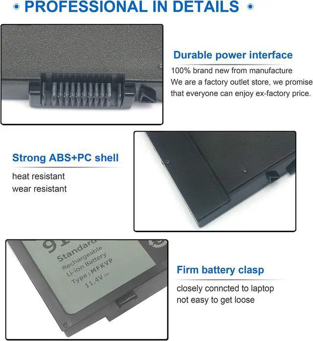 Alt view image 4 of 5 - Wymisnit 91Wh MFKVP T05W1 Battery for Dell Precision 15 7510 7520 M7510 17 7710 7720 M7710 Series, TO5W1 0TWCPG 451-BBSF 451-BBSB TWCPG GR5D3 0FNY7 1G9VM M28DH, 72Wh T05W1 11.1V / 91Wh MFKVP 11.4V