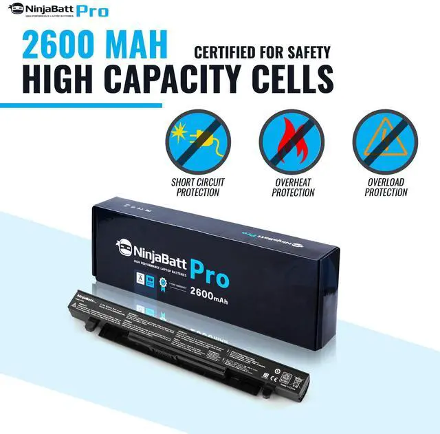 Alt view image 4 of 5 - NinjaBatt Pro Battery for Asus A41-X550A A41-X550 R510C X550C X550L X550J R510L X550CA X552E X550V K550L F550V X550A P550C X550EA X550D R510 X550VX F550C - Premium Cells [4 Cells/2600mAh/38Wh]