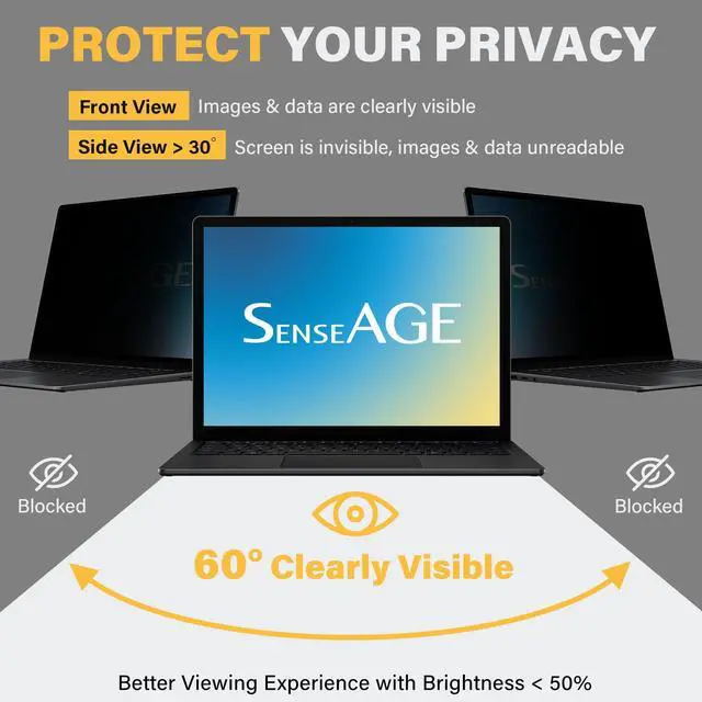 Alt view image 4 of 5 - SenseAGE Magnetic Privacy Screen Protector for Surface Laptop 13.5 inch (6/5/4/3/2/1), Easy On/Off Privacy Filter, Anti Blue Light Glare, Notebook Privacy Screen Filter, Compatible with Surface Laptop