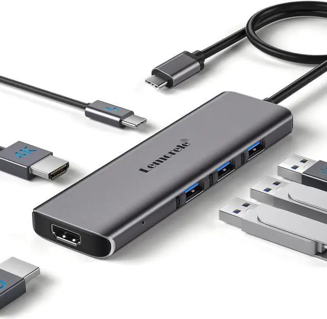 Main image of Lemorele MacBook Docking Station Dual Monitor Multi-Stream Transport, 6 in 1 USB C Laptop Docking Station w/4K HDMI, 3 USB 3.0, 100W Charging Port, USB C Hub for MacBook Air Pro M1 M2 Mac OS 10.15