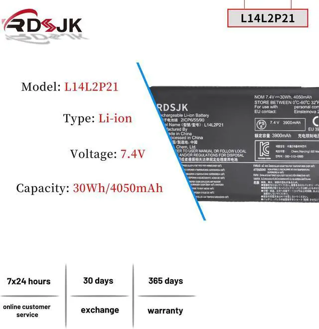 Alt view image 2 of 5 - L14L2P21 L14M2P21 Laptop Battery for Lenovo Yoga 500 500-151BD 500-15ISK 500-14ISK 500-14IBD Ideapad U41-70 310S-14ISK 300S-14ISK S41-70 S41-70AM-IFI 500S 500S-14ISK 510S-14ISK 520S-14IKB 7.4V 30Wh