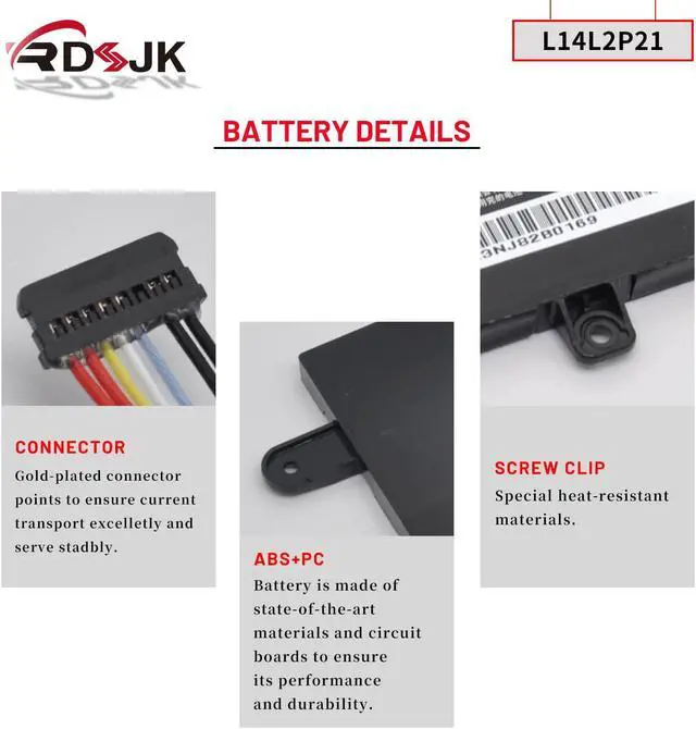 Alt view image 5 of 5 - L14L2P21 L14M2P21 Laptop Battery for Lenovo Yoga 500 500-151BD 500-15ISK 500-14ISK 500-14IBD Ideapad U41-70 310S-14ISK 300S-14ISK S41-70 S41-70AM-IFI 500S 500S-14ISK 510S-14ISK 520S-14IKB 7.4V 30Wh