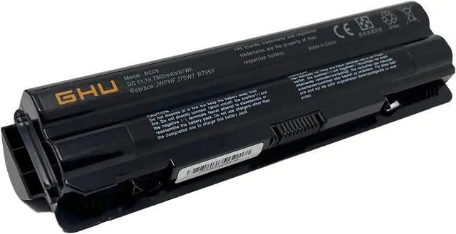 Alt view image 2 of 5 - GHU New Battery 87 Wh 9-Cell JWPHF R795x Compatible with Dell XPS Laptops 14 L401x 15 L502X L501X 17 L702X L701X 61YD0 P/N P11f 312-1123 312-1127 453-10186 J70W7 WHXY3 7800mah Batteries 11.1V