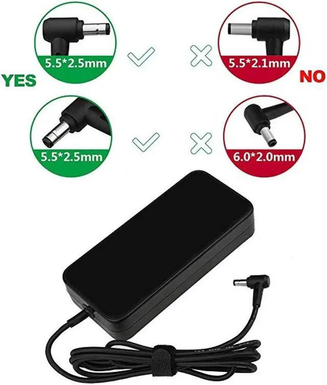 Alt view image 2 of 5 - 120W 19V 6.32A Laptop Charger Fit for PA-1121-28 A15-120P1A Asus Rog GL551J GL552VW GL553V GL752VW GL753VE N550JK N550JX ZX53VW FX53VD G56JK N56JR Power Supply Adapter
