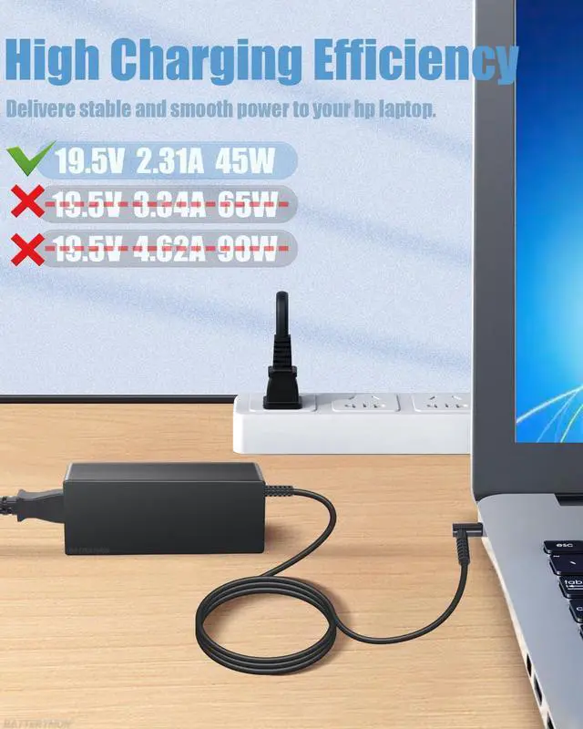 Alt view image 3 of 5 - 45W Charger and CI03XL Battery for HP ProBook 640 645 650 G2 G3 Laptop