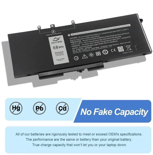 Alt view image 5 of 5 - ANTIEE 68Wh GJKNX Laptop Battery Replacement for Dell Latitude 5480 5580 5280 5288 5290 5488 5490 5491 5495 5590 5591 E5480 E5580 E5590 E5490 Precision 15 3520 3530 GD1JP DY9NT 0DY9NT 5YHR4 451-BBZG