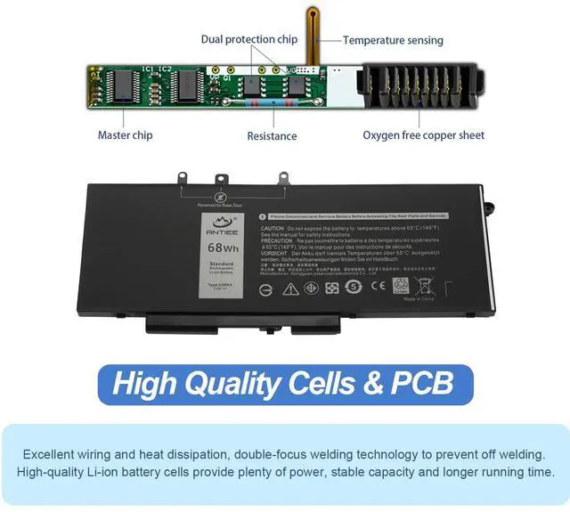 Alt view image 4 of 5 - ANTIEE 68Wh GJKNX Laptop Battery Replacement for Dell Latitude 5480 5580 5280 5288 5290 5488 5490 5491 5495 5590 5591 E5480 E5580 E5590 E5490 Precision 15 3520 3530 GD1JP DY9NT 0DY9NT 5YHR4 451-BBZG