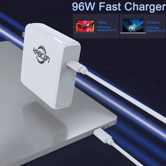 Alt view image 2 of 5 - 96W USB C Charger Power Adapter Compatible for MacBook Pro 16 15 14 13 Inch, MacBook Air 13 Inch 2021 2020 2019 2018, New iPad Pro, Include Charge Cable(6.5 ft)
