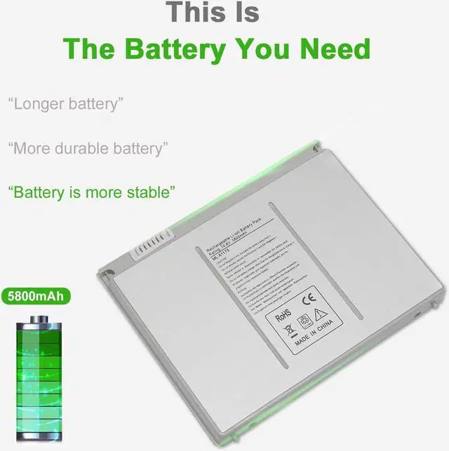 Alt view image 2 of 5 - SOLICE A1175 A1260 A1211 A1226 A1150 (only for 2006 2007 2008 Version) New Laptop Battery for Apple MacBook Pro 15 inch MA348 M6099 MA348/A MA348G/A MA348J/A Laptop [10.8V 5800Mah]