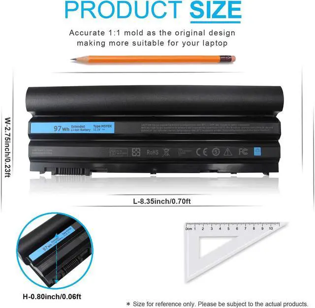 Alt view image 5 of 5 - 9 Cell 97Wh M5Y0X T54FJ Laptop Battery Compatible with Dell Latitude E6420 E6430 E6520 E6530 E6440 E5420 E5520 E5530 E5430 8858X T54F3 312-1325 2P2MJ PRV1Y HCJWT 7FJ92 312-1165 911MD NHXVW 11.1V New