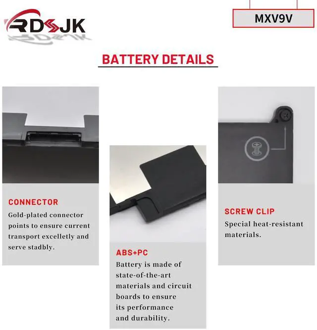 Alt view image 5 of 5 - MXV9V Laptop Battery for Dell Latitude 5300 5310 7300 7400 E5300 E5310 E7300 E7400 Inspiron 7300 7306 2-in-1 Black Series P96G P96G001 P97G P97G001 P97G002P99G001 5VC2M 05VC2M 829MX 0829MX 7.6V 60Wh