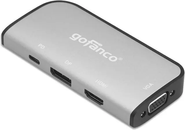 Main image of gofanco 4K 60Hz USB-C MST Hub with 3 Displays  USBC to Up to 3 Displays (HDMI/DisplayPort/VGA), 100W PD Charging, Thunderbolt 3 & 4 Compatible, Windows Only, No macOS, DP Alternate Mode (USBCMST3VID)