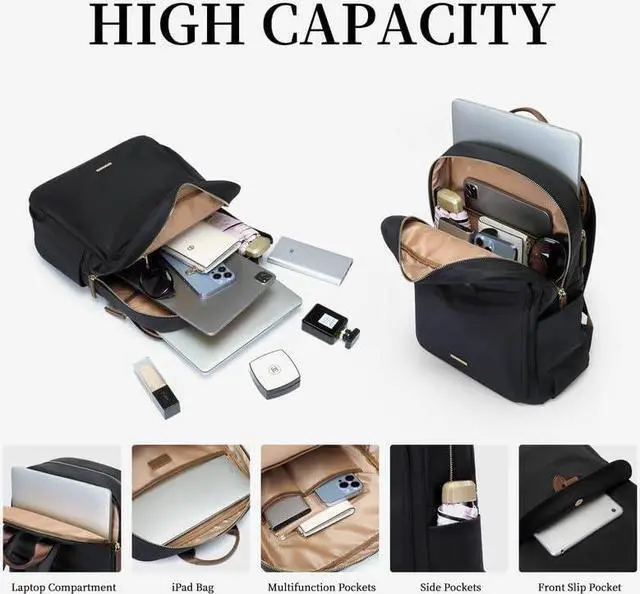 Alt view image 4 of 5 - GOLF SUPAGS Laptop Backpack Purse for Women Fits 14 Inch Notebook Casual Daypack Work Travel College Bookbag Fashion Computer Bag (Black, 14 Inch)