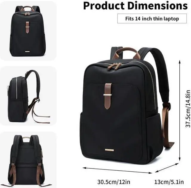 Alt view image 5 of 5 - GOLF SUPAGS Laptop Backpack Purse for Women Fits 14 Inch Notebook Casual Daypack Work Travel College Bookbag Fashion Computer Bag (Black, 14 Inch)