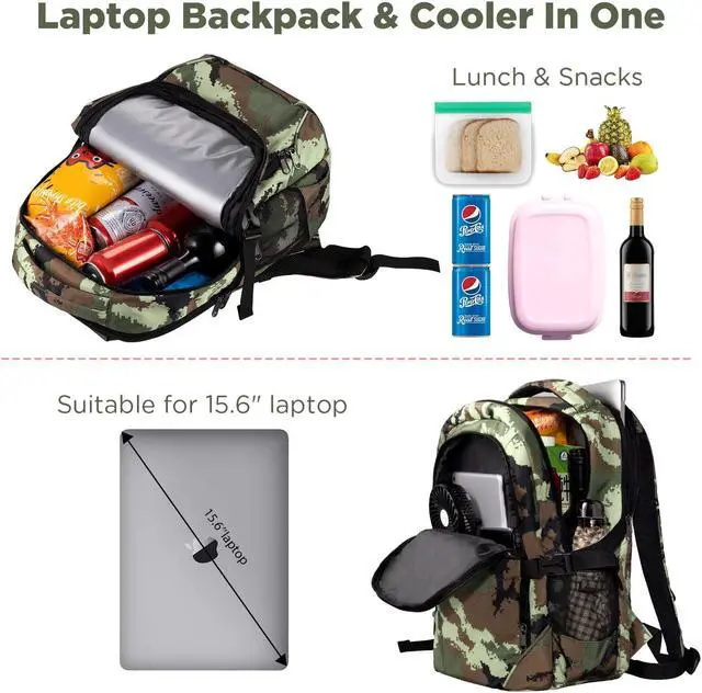 Alt view image 2 of 5 - OUTXE Cooler Backpack Insulated 22L Lunch Backpack Cooler Bag Daily Backpacks Work and Travel-Camo