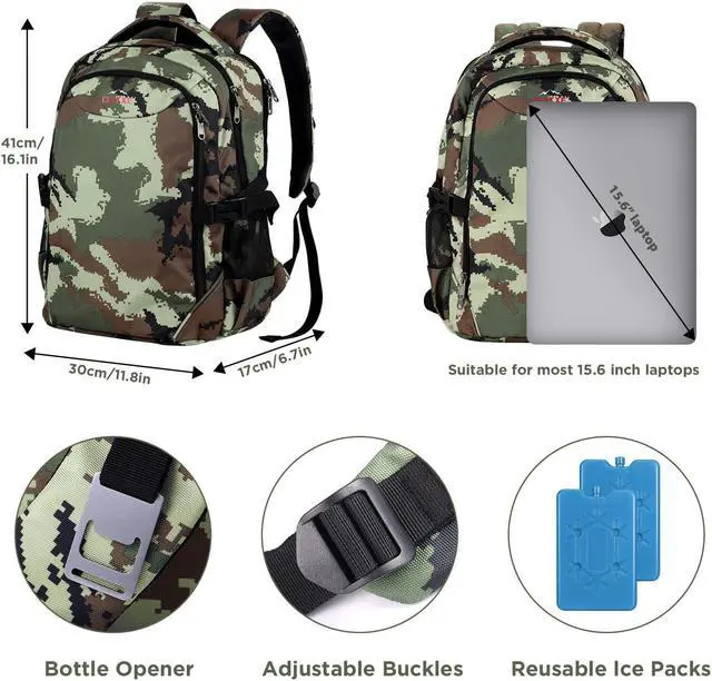 Alt view image 4 of 5 - OUTXE Cooler Backpack Insulated 22L Lunch Backpack Cooler Bag Daily Backpacks Work and Travel-Camo