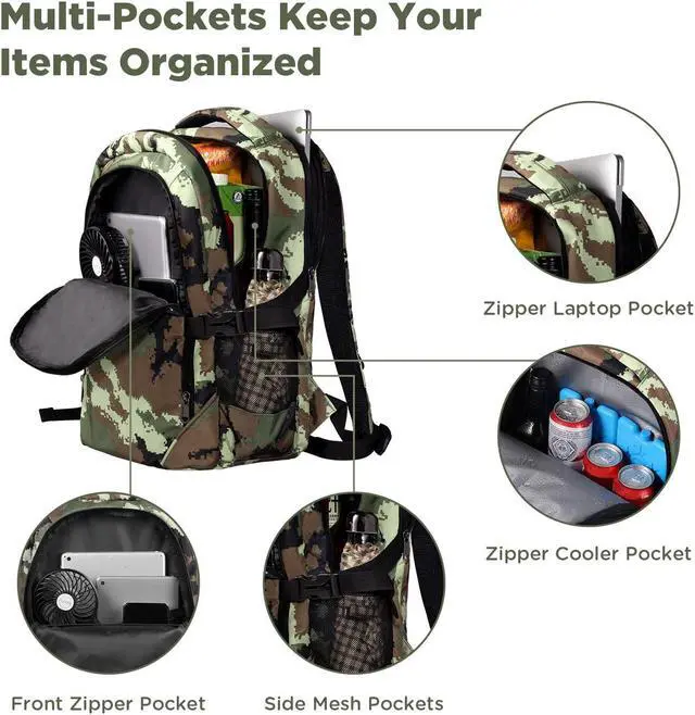 Alt view image 5 of 5 - OUTXE Cooler Backpack Insulated 22L Lunch Backpack Cooler Bag Daily Backpacks Work and Travel-Camo