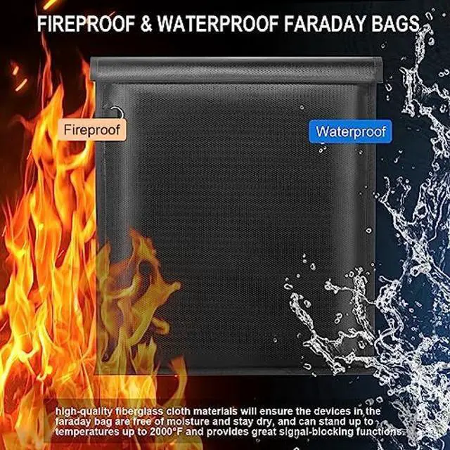 Alt view image 3 of 5 - Large Faraday Bags- 5 Pack Faraday Cages for Laptops & Tablets & Phones & Car Keys, Faraday Key Fob Protector, Fireproof & Waterproof RFID Faraday Pouch Key Fob Signal Blocker Anti-Theft Faraday Bag