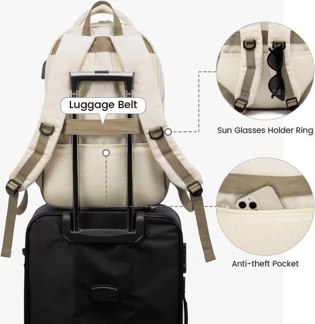 Alt view image 5 of 5 - LOVEVOOK Laptop Backpack for Women Men, 17" Laptop Daypack for College Work Travel, Water Resistant Classic Backpacks with USB Port