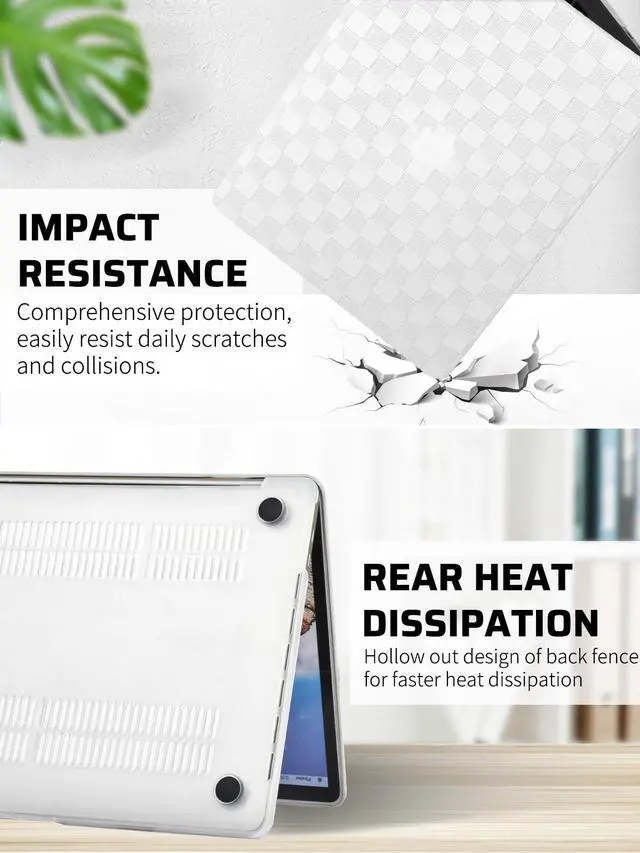 Alt view image 5 of 5 - Seorsok Compatible with MacBook Pro 13 inch Case M2 2023,2022,2021-2016 A2338 M1 A2251 A2289 A2159 A1989 A1708 A1706,Elegant Leather Plastic Hard Case&Transparent Keyboard Cover,White Tartan PVC