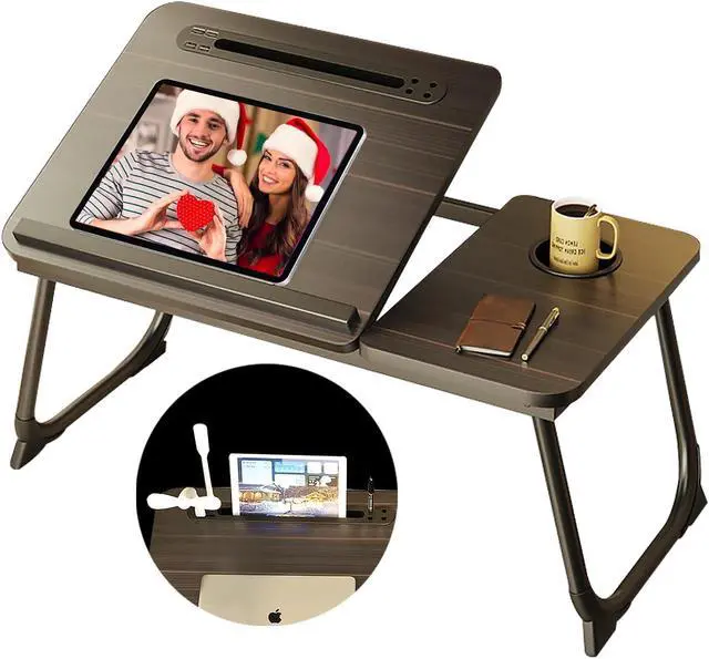 Main image of Asltoy Laptop Bed Tray Table, Foldable Lap Desk Stand, Notebook Desk, Adjustable Laptop Table, Portable Notebook Bed Tray, Lap Tablet with Cup Holder (BK with USB)
