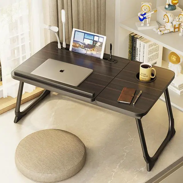 Alt view image 2 of 5 - Asltoy Laptop Bed Tray Table, Foldable Lap Desk Stand, Notebook Desk, Adjustable Laptop Table, Portable Notebook Bed Tray, Lap Tablet with Cup Holder (BK with USB)