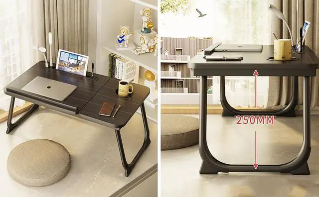 Alt view image 5 of 5 - Asltoy Laptop Bed Tray Table, Foldable Lap Desk Stand, Notebook Desk, Adjustable Laptop Table, Portable Notebook Bed Tray, Lap Tablet with Cup Holder (BK with USB)