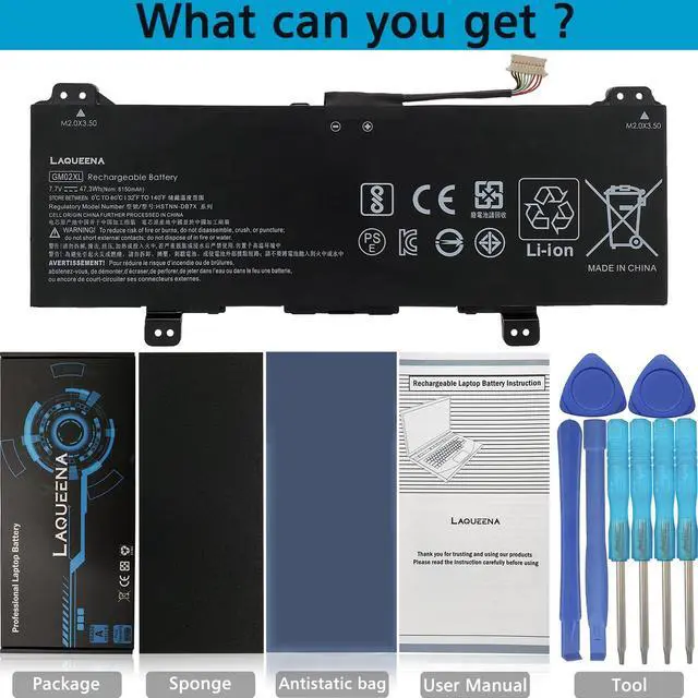Alt view image 3 of 5 - LAQUEENA GM02XL Laptop Replacement Battery for Hp Chromebook 14 G5 Chromebook X360 11 G1 Series Notebook GMO2XL HSTNN-DB7X HSTNN-UB7M 917679-271 917725-855 7.7V 47.3WH/6150MAH 4-Cell