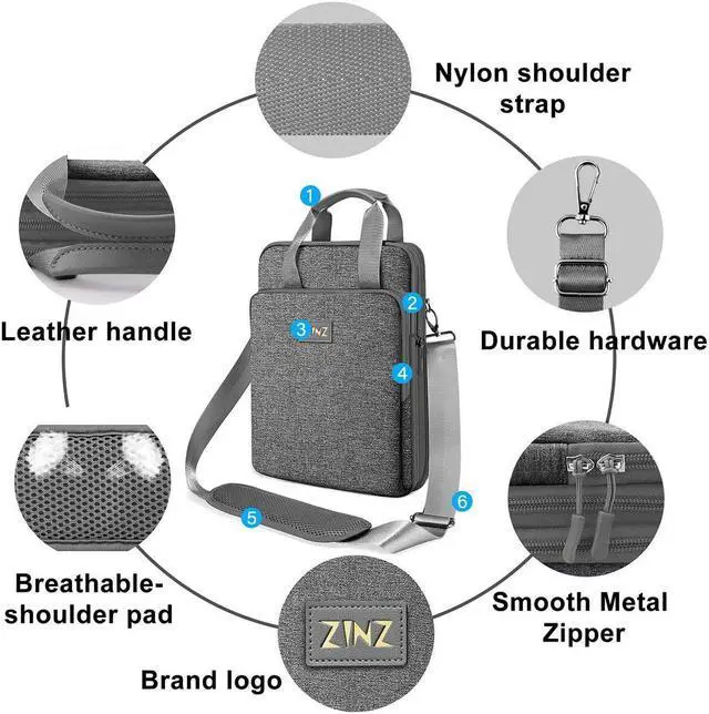 Alt view image 5 of 5 - ZINZ Slim & Expandable Case 12.9 13 inch Travel Laptop Shoulder Bag for MacBook Air 13" M3/M2/M1, MacBook Pro 13" M2/M1, iPad Pro 12.9"/13"/11", iPad Air 13",L01G03