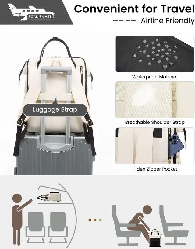 Alt view image 4 of 5 - LOVEVOOK Laptop Backpack for Women, 17 Inch Work Teacher Nurse Bag with Laptop Compartment, Large Capacity Business Computer Backpack Purse with USB Port, Stylish Casual Daypack for Travel