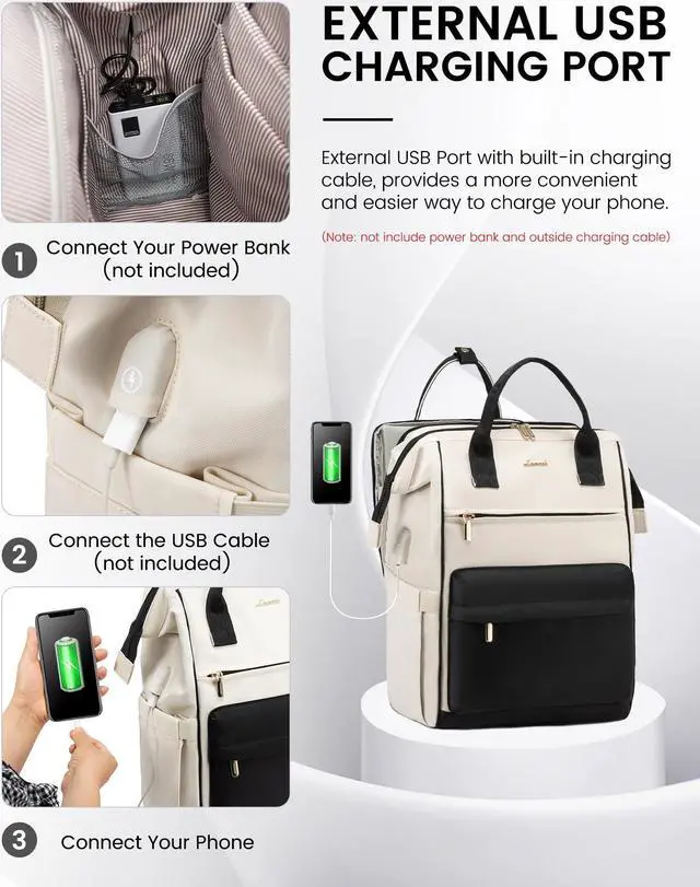 Alt view image 5 of 5 - LOVEVOOK Laptop Backpack for Women, 17 Inch Work Teacher Nurse Bag with Laptop Compartment, Large Capacity Business Computer Backpack Purse with USB Port, Stylish Casual Daypack for Travel