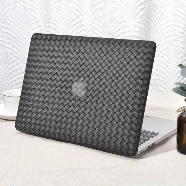 Main image of Seorsok Compatible with MacBook Air 13.6 inch Case 2022-2024 2025 A3240 M4 A2681 M2 A3113 M3 Touch ID,Elegant Leather Plastic Hard Case Transparent Keyboard Cover,Black Tartan PVC Leather