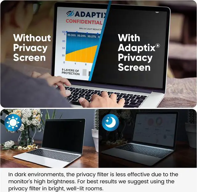 Alt view image 4 of 4 - Adaptix Laptop Privacy Screen 12.1  Information Protection Privacy Filter for Laptop  Anti-Glare, Anti-Scratch, Blocks 96% UV  Matte or Gloss Finish Privacy Screen Protector  4:3 (APF12.1)