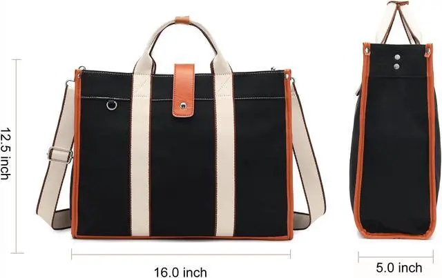 Alt view image 5 of 5 - Laptop Bag for Women 15.6 Inch Lightweight Canvas Tote Bags Teacher Work Bag for School Travel