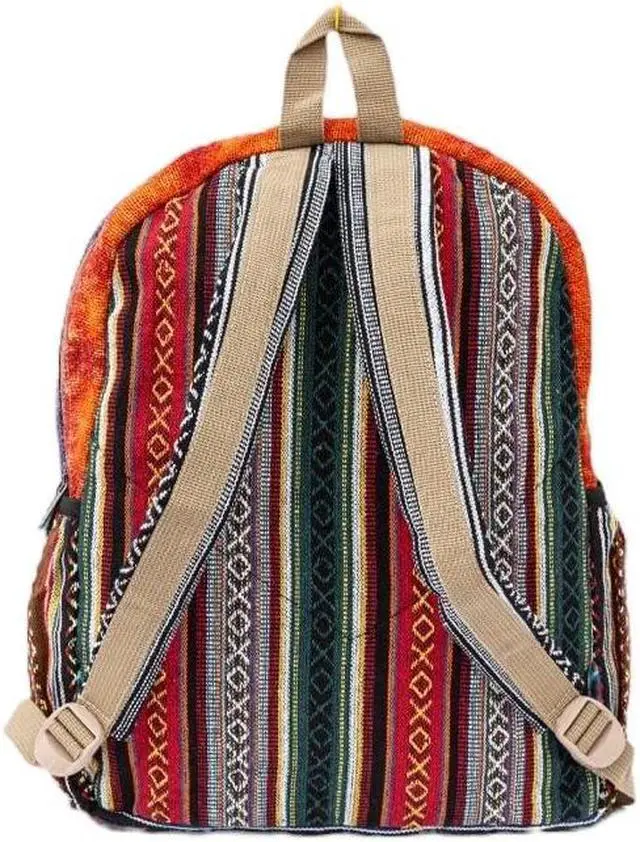 Alt view image 4 of 5 - Hemp Backpack Mulitcolor Tie Dye Pure Hemp All Natural Handmade Multi Pocket Large Laptop Backpack | Travel Backpack - For Women and Men | Laptop Sleeve Water Bottle Pockets Boho Hippie