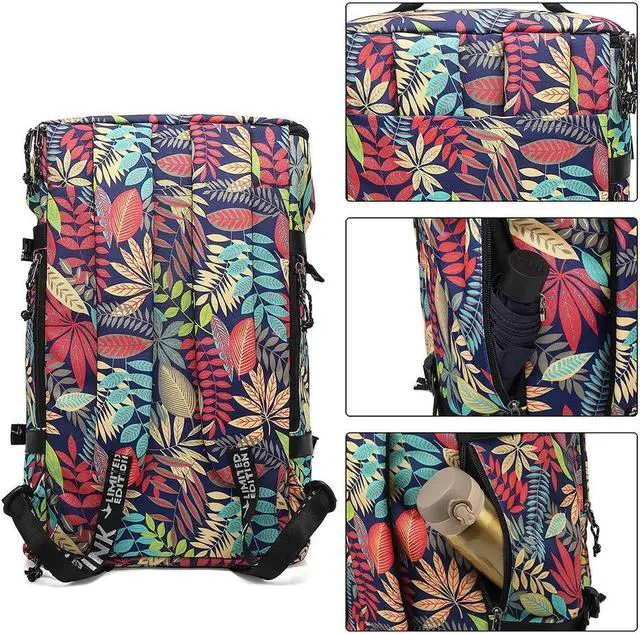 Alt view image 3 of 5 - Kalesi Floral Gym Duffle Bag Backpack 4 ways for Women Waterproof with Shoes Compartment for travel Sport Hiking laptop Lightweight